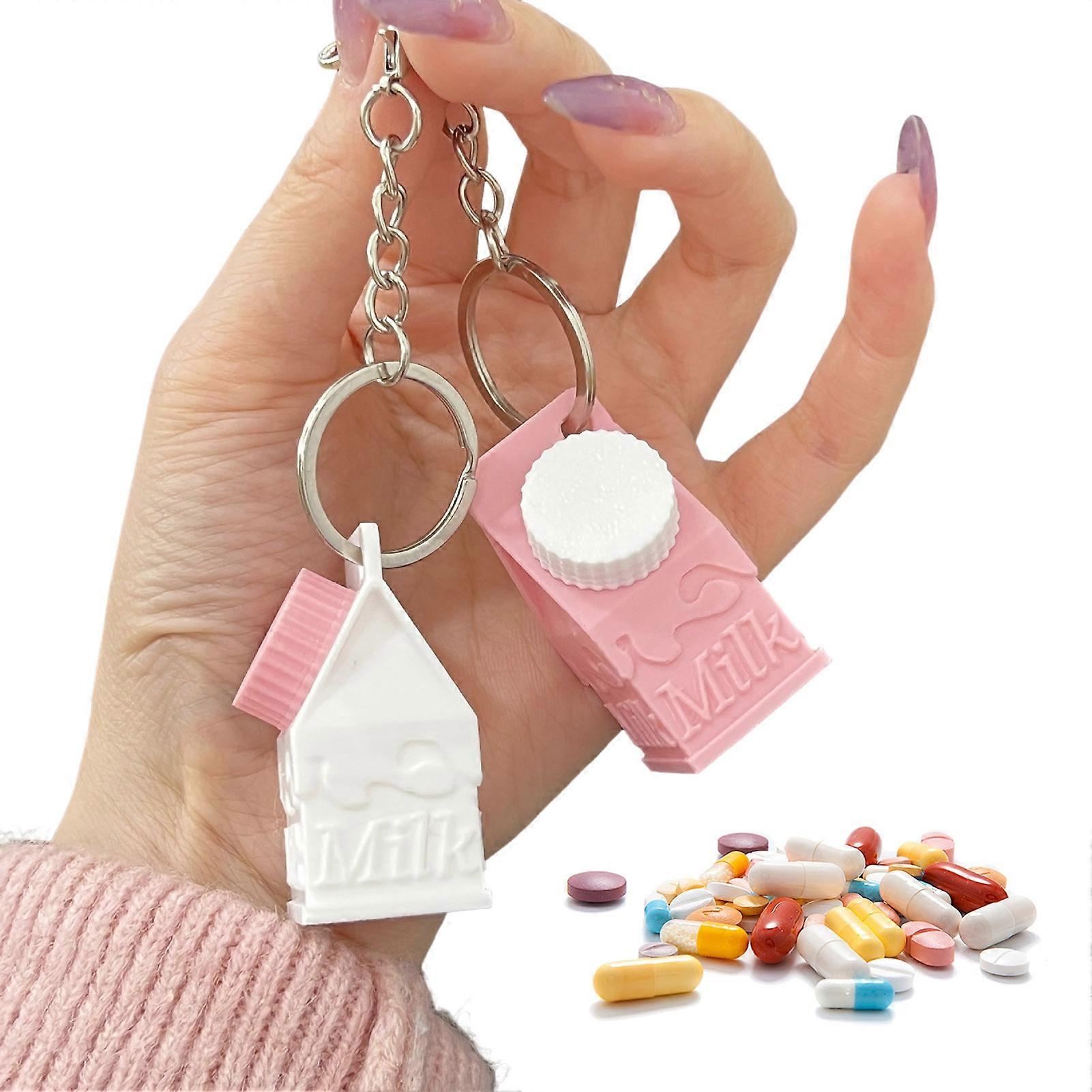 Portable Pill Container Keychain for Backpack and Handbag