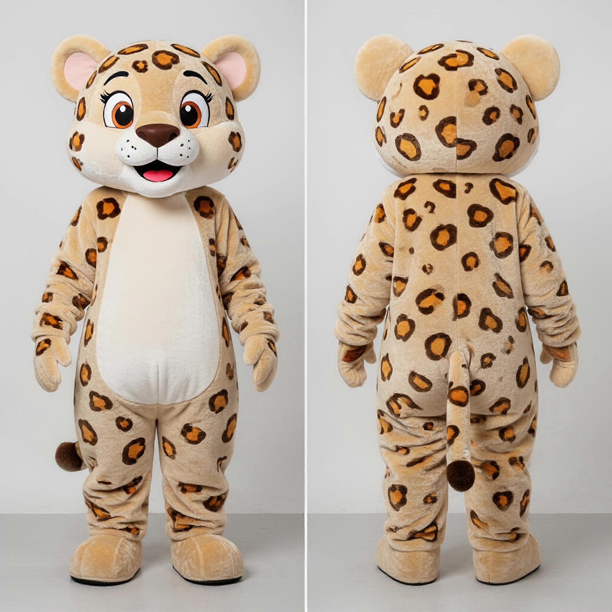 MASTICOT Beige Plush Leopard Mascot