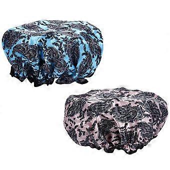 Waterproof Shower Cap Elastic Bathing Cap for Women with 4Pcs Set