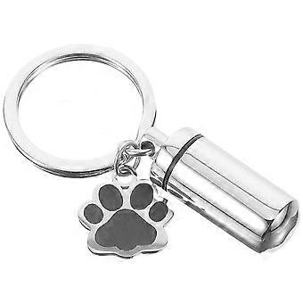 Titanium Steel Pet Urn Pendant Key Chain for Pet Use in Silver