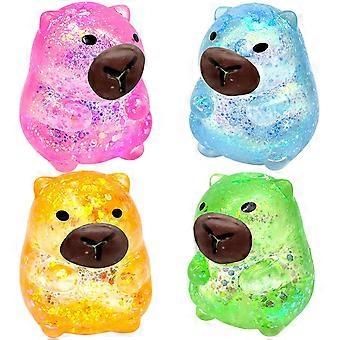 Giocattolo antistress glitterato a forma di capibara (1 casuale) Giocattolo elastico lucido antistress, adatto ad adulti e bambini, colorato antistress sensoriale.