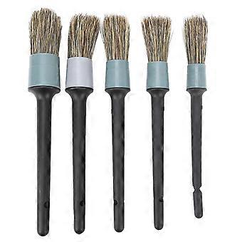 5PCS Car Detailing Brush Kit Dirt Dust Cleaning Tool with Black Handle for Trucks Motorcycles Bicycles