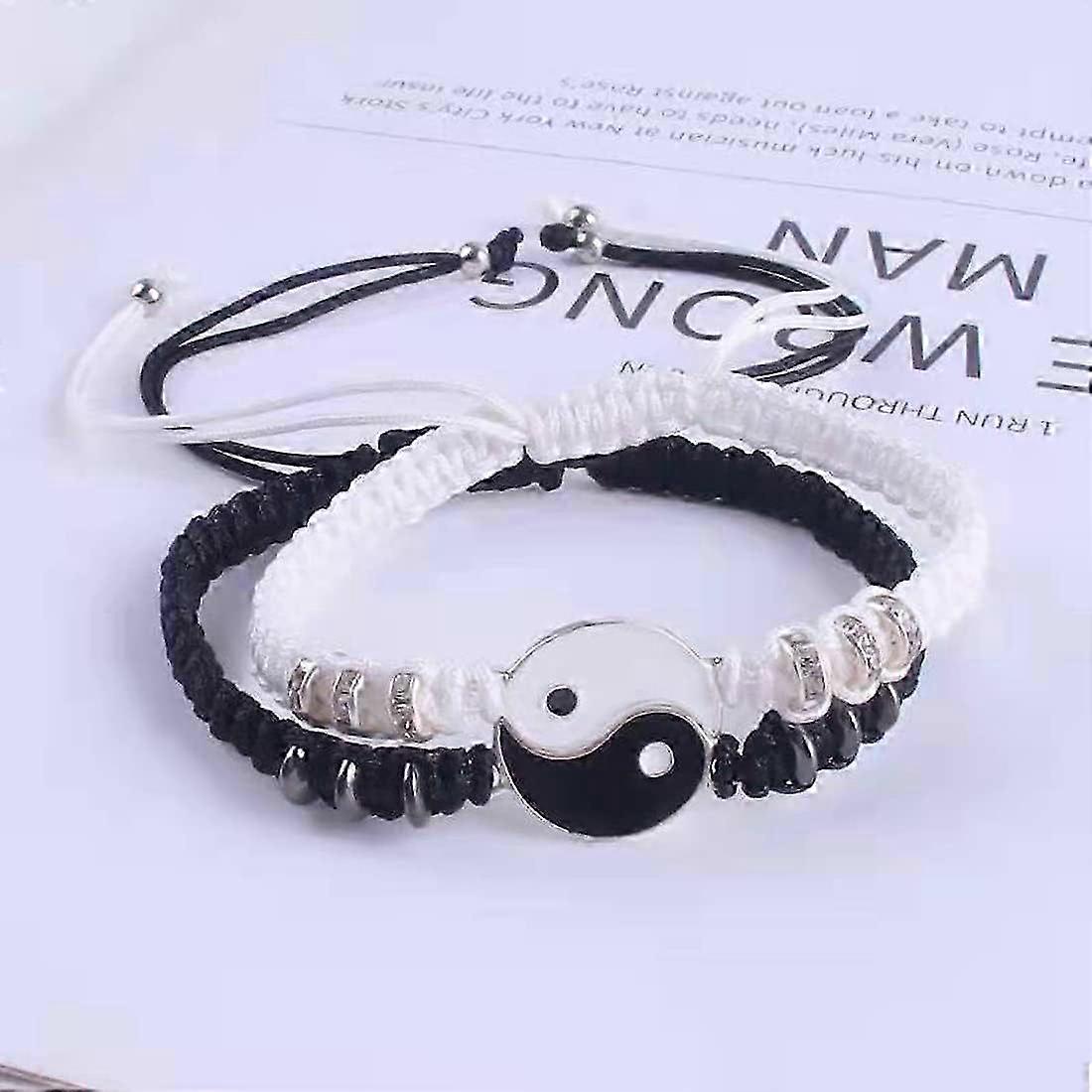 Bracelet,2 Matching Yin Yang Adjustable String Bracelet Friendship Relationship