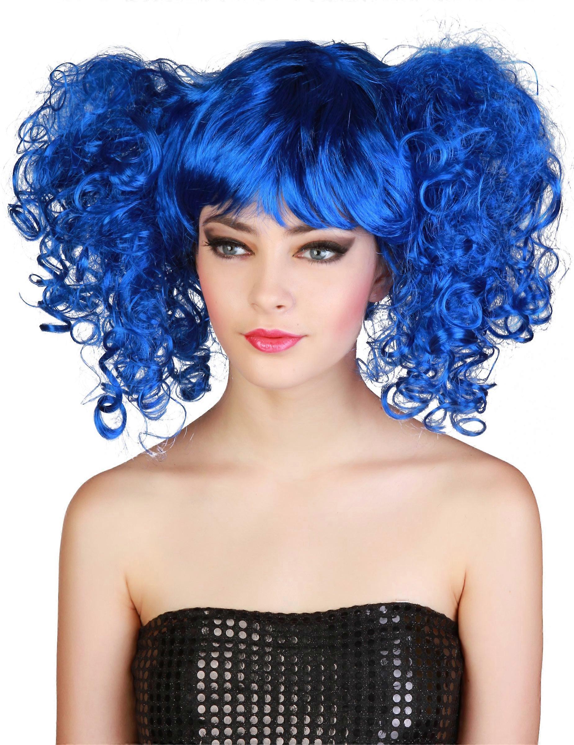 Women's blue pigtail wig