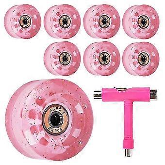 8 Pack 32x58mm, 82a Quad Roller Skate Laufräder mit Lager, rosa