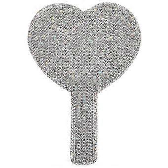 Hjärtformad spegel i strass med handtag, 3-delat set