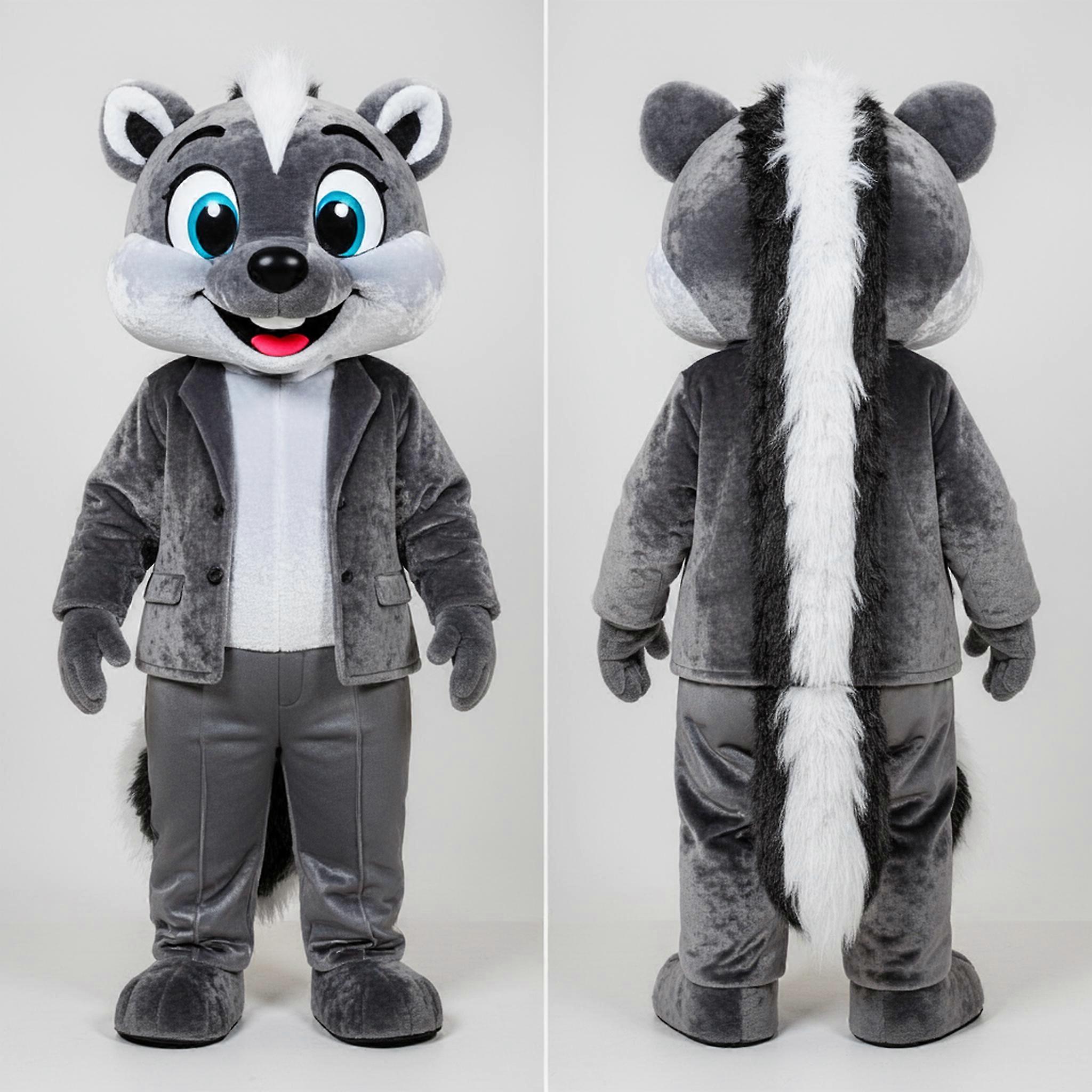 MASTICOT Charcoal Silver Cartoon Skunk Mascot