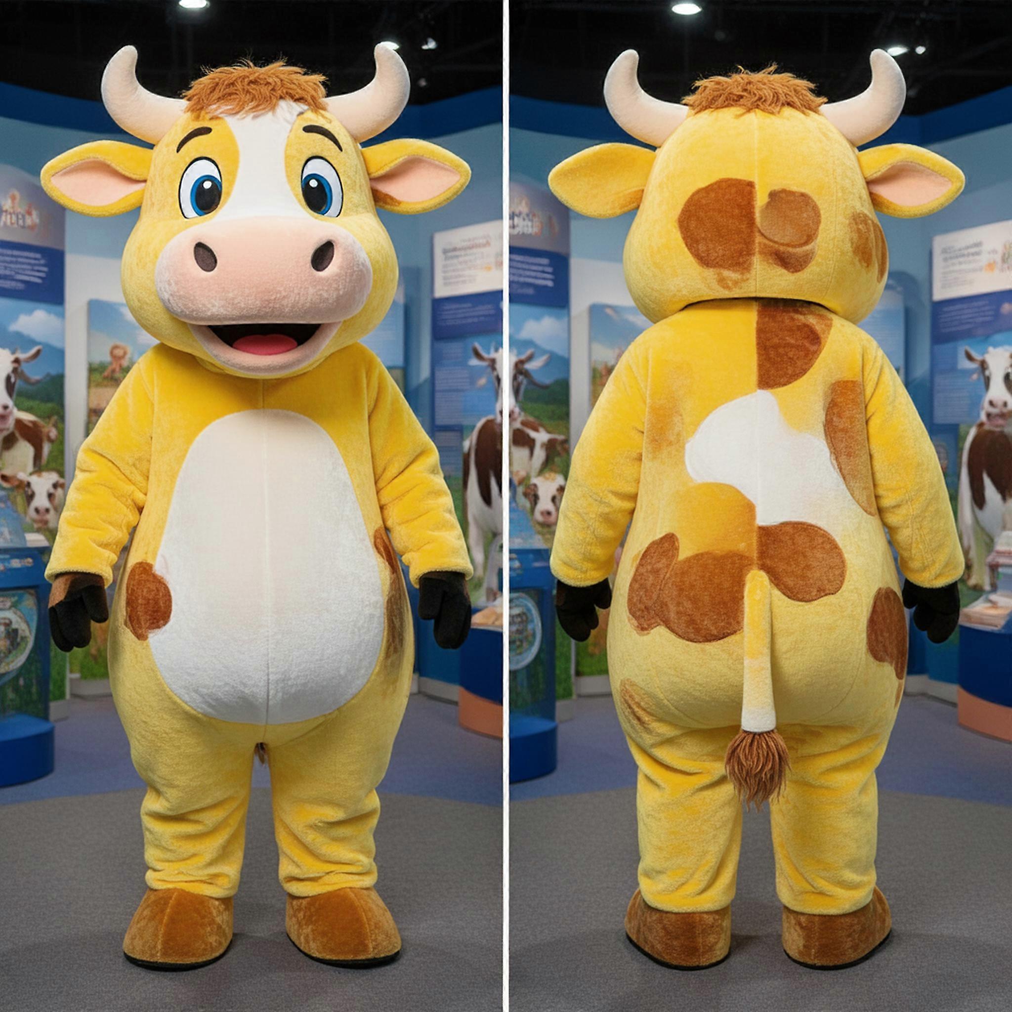 MASTICOT Rust Orange Fluffy Hereford Cow Mascot