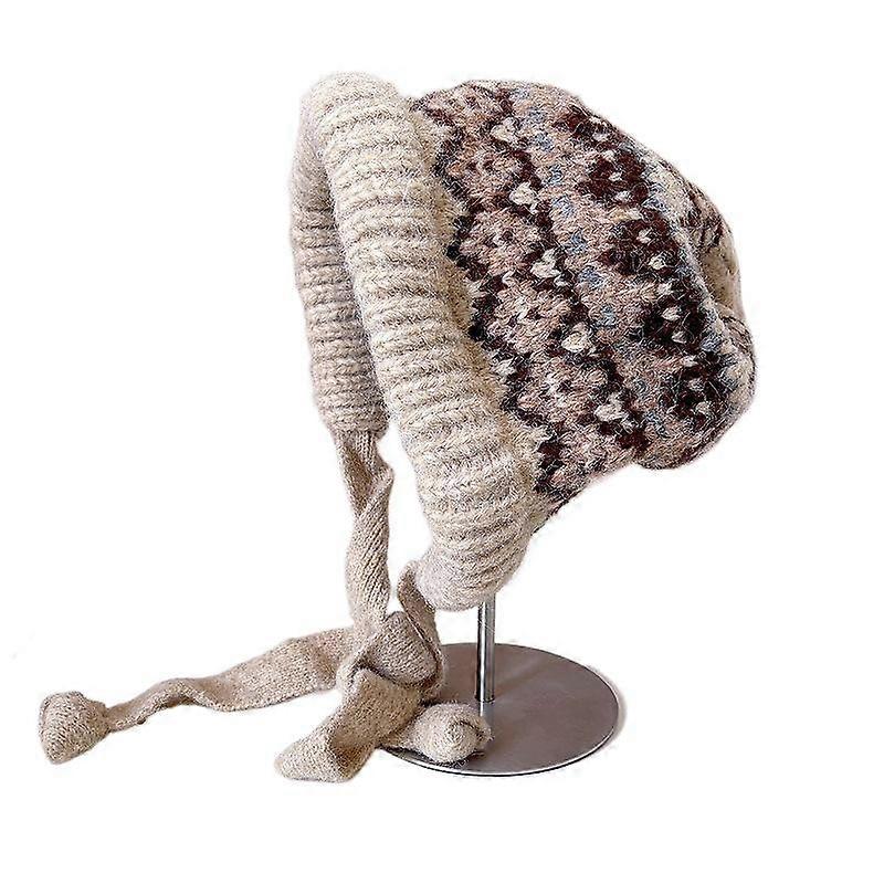 Stylish Multi-Colored Geometric Knitted Wool Hat for Winter
