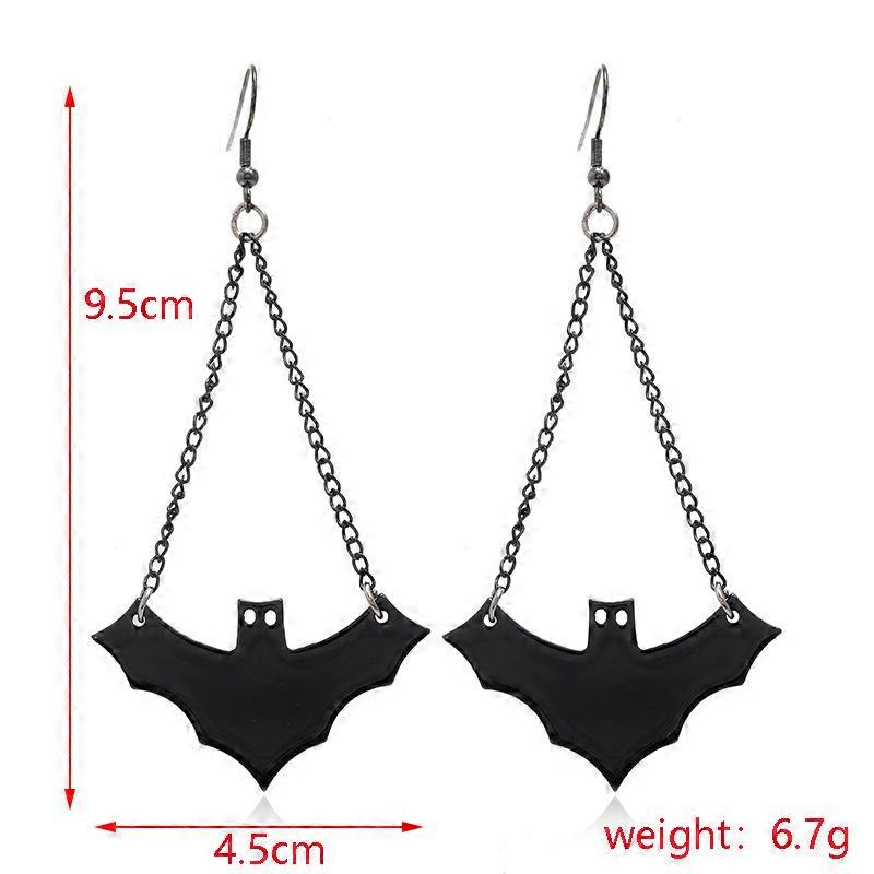 1pair Theme Alloy Enamel Dangle Earrings  Bat 95x45mm