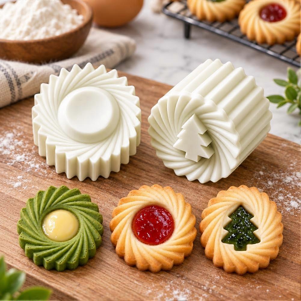 Christmas Tree Cookie Press,Double-Sided Pastry Mold Set,for DIY Cookie