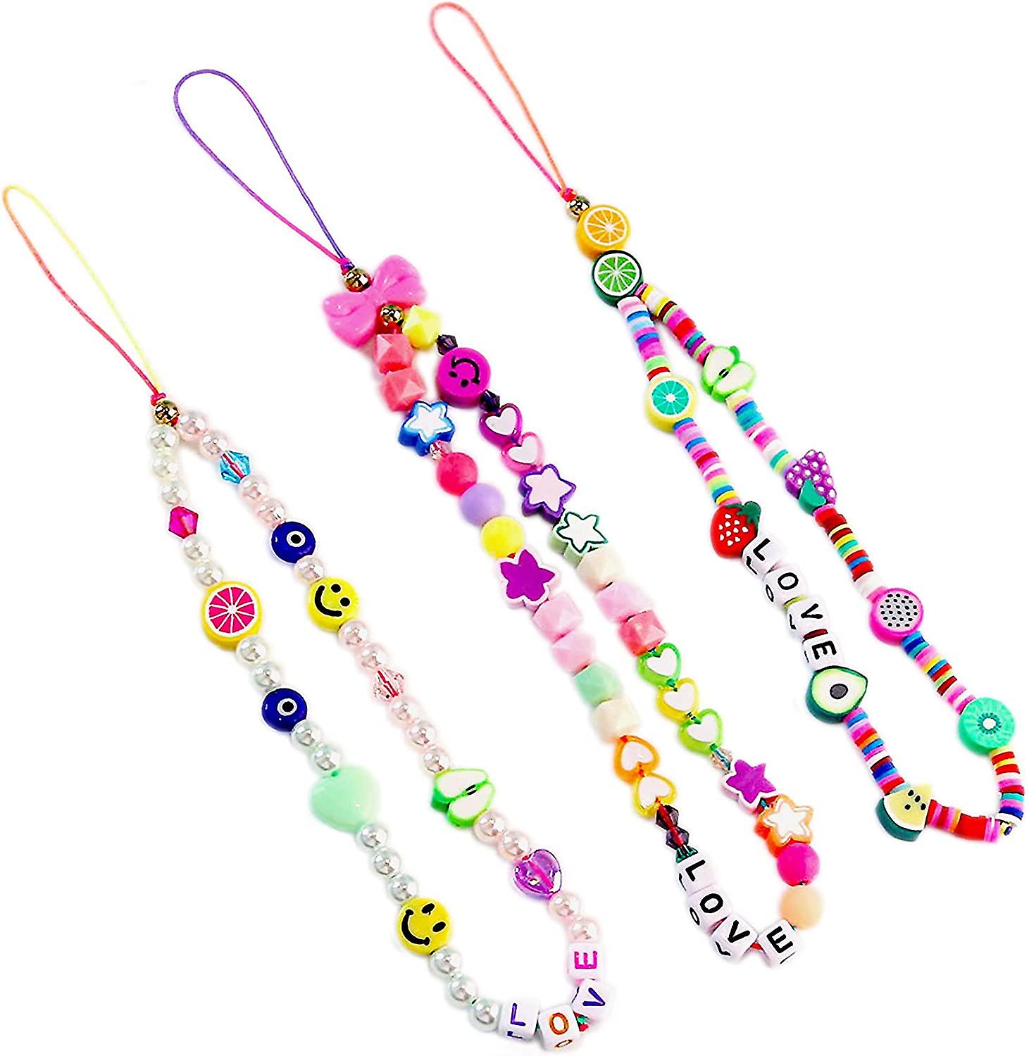 3PCS Beaded Cell Phone Charm \\