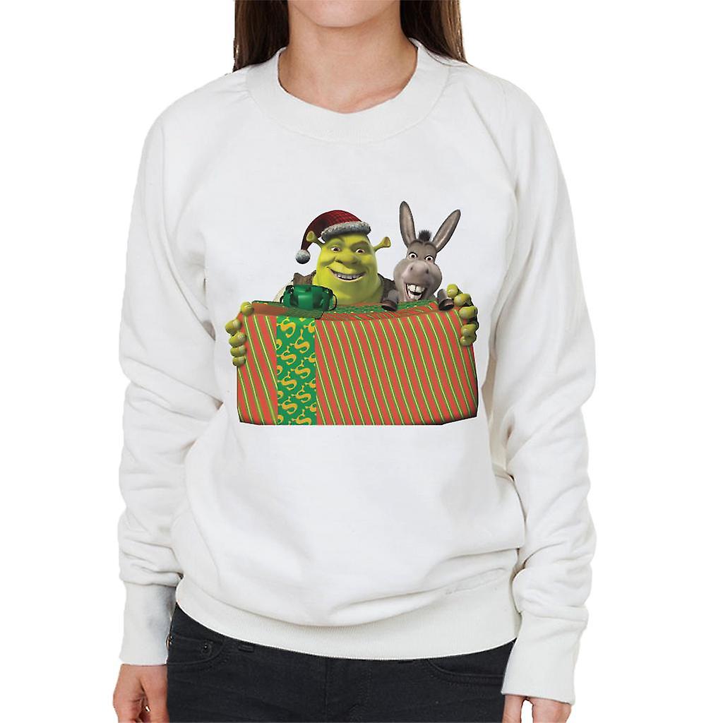 Shrek Christmas Shrek And Donkey Festive Box Women's Sweatshirt