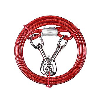 Outdoor Haustier Doppelseitige Drahtleine 10ft / 3m Hund Befestigungsleine (rot)