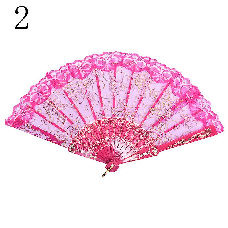 Chinese Style Dance Party Wedding Lace Folding Hand Held Flower Fan