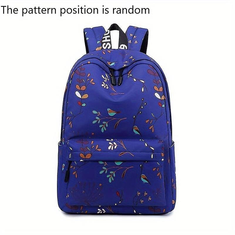 1pc New School Bag Womens Student Polyester Waterproof Backpack Fashion Leaves Pattern Printing Backpack Large-capacity Travel Bag