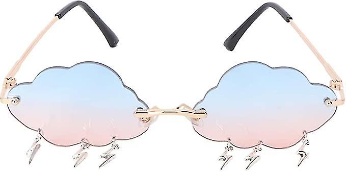 Rimless Uv Protection Sunglasses With Cloud Shape And Flash Aviator Glassesgrey