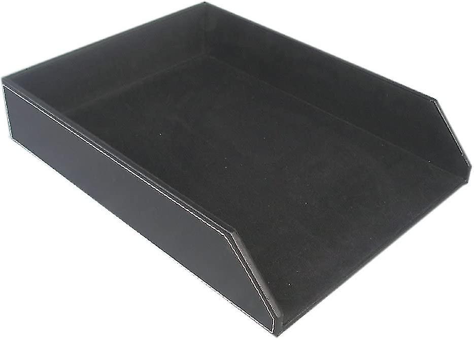 A4 Leather Desk Files Mail Tray Black