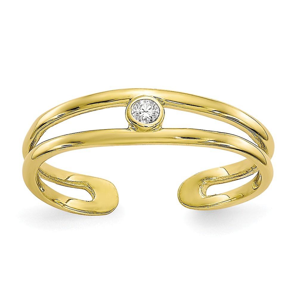 2 To 4mm 10k Solid Yellow Gold Polished Cubic Zirconia toe ring-toe ring for Women