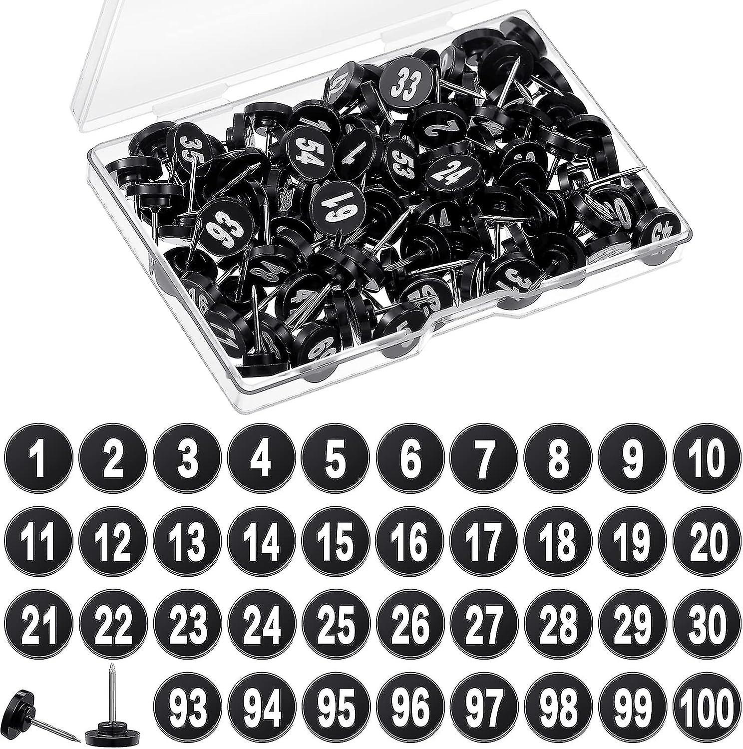 100 Pcs Numbered Push Pin Tacks 100 Sequential Pins Thumb Tacks Flat Tacks Push