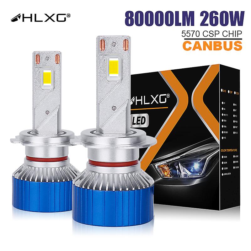 -hlxg Mini Size 80000lm Canbus H7 Led Tube Car Headlight Hb4 Hb3 9005 9006 H11 H4 H1 9012 Hir2 H8 Light Bulb 260w 6000k Auto Lamp