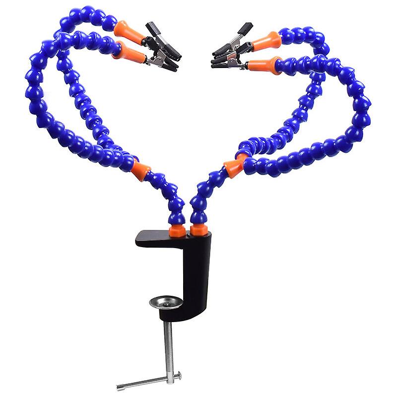 4 Flexible Arm Table Clamp, 4 Claws Aluminum Alloy Blue Welding Stand Flexible Welding Platform 4 Arm Table Welding Table Clamp,