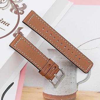 For Pebble 2/Time Round Anti-wear Cowhide Genuine Leather Adjustable Smart Watch Strap Wrist Band