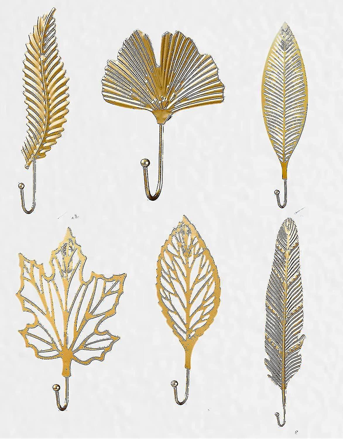 Golden Hooks Decorative Set Of 6 In Leaf Dcor Style. Decorative Hooks For Organization