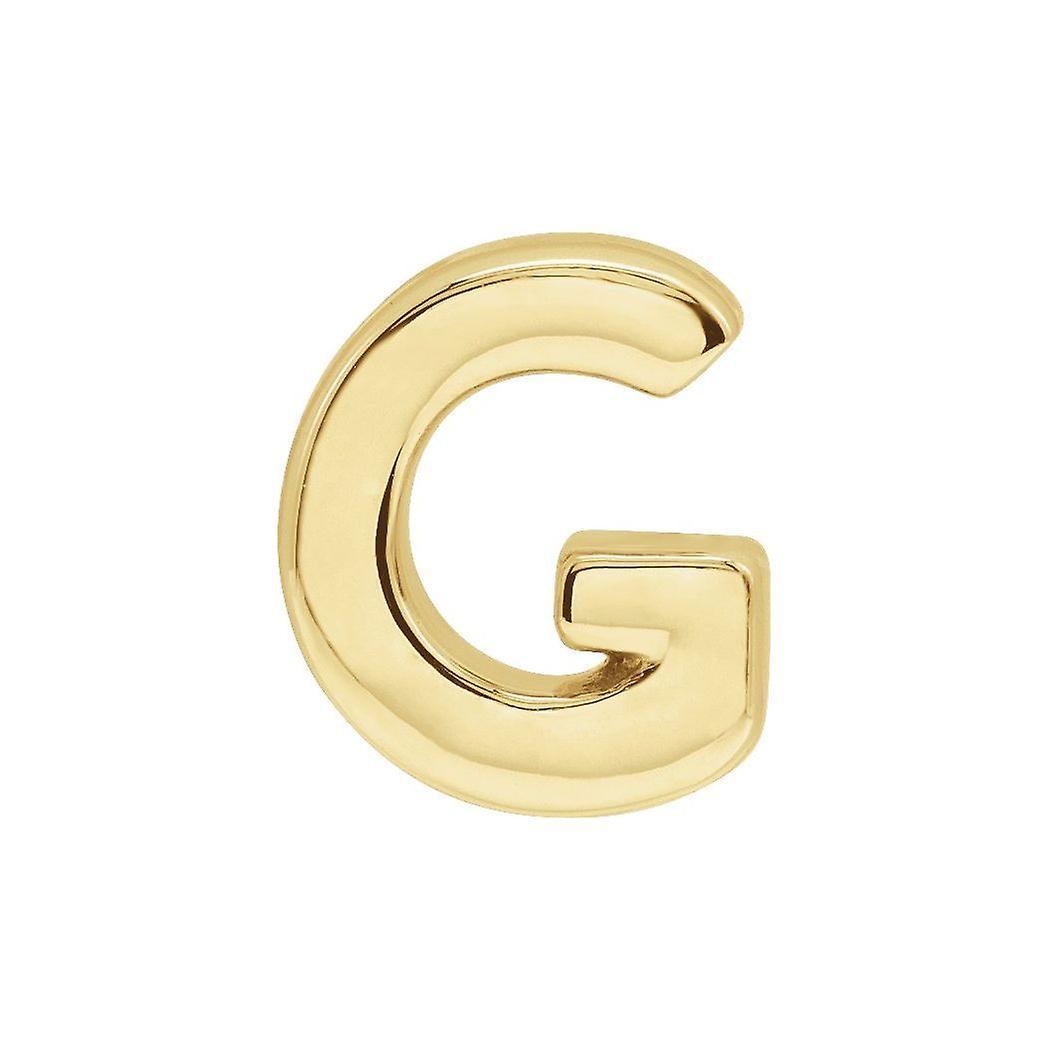 14k or jaune lettre nom personnalisé monogramme initiale g 6.5x3.3mm poli initiale diapositive pendentif collier-pendentif fo