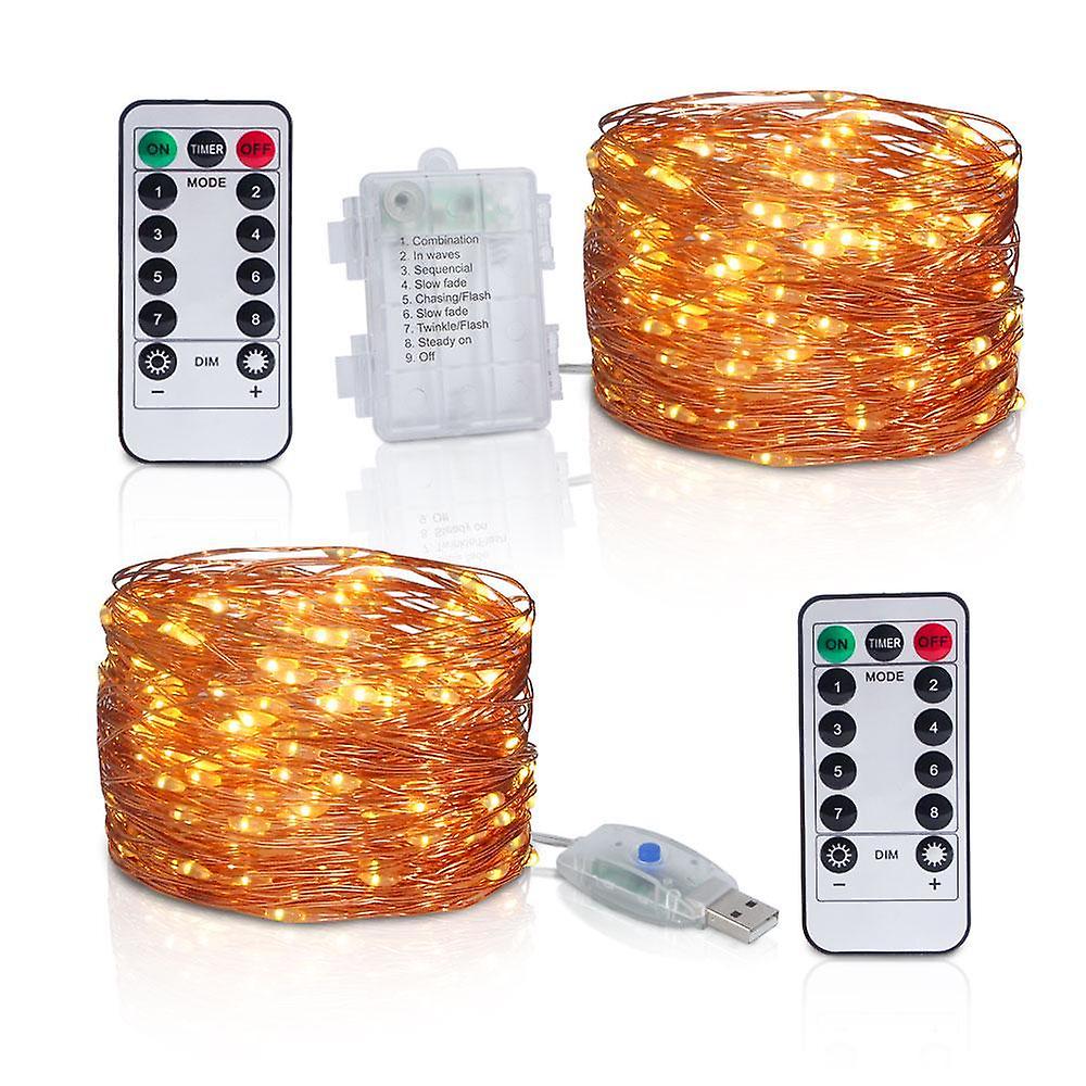 10M 20m Led String Light Copper Wire Remote Usb Battery Operated For Christmas Holiday Wedding Party Home Decor