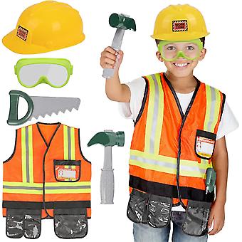 New Kids Construction Worker Toys Toddler Tool Pretend Play With Construction Vest Hat Worker Dressup Set Boys Girls