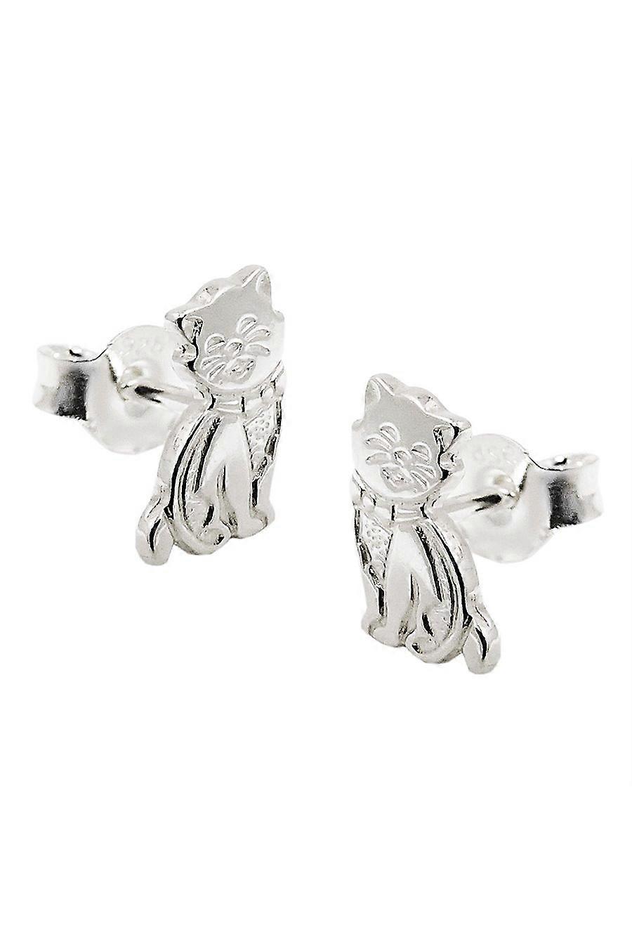 Earrings Cat Glossy Silver 925 - Gl93580