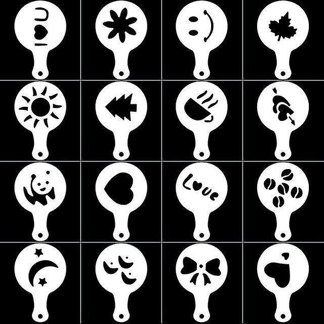 16 Molds Stencils Fancy Coffee Chocolate Cocoa Printing Model Foam Spray Assembly