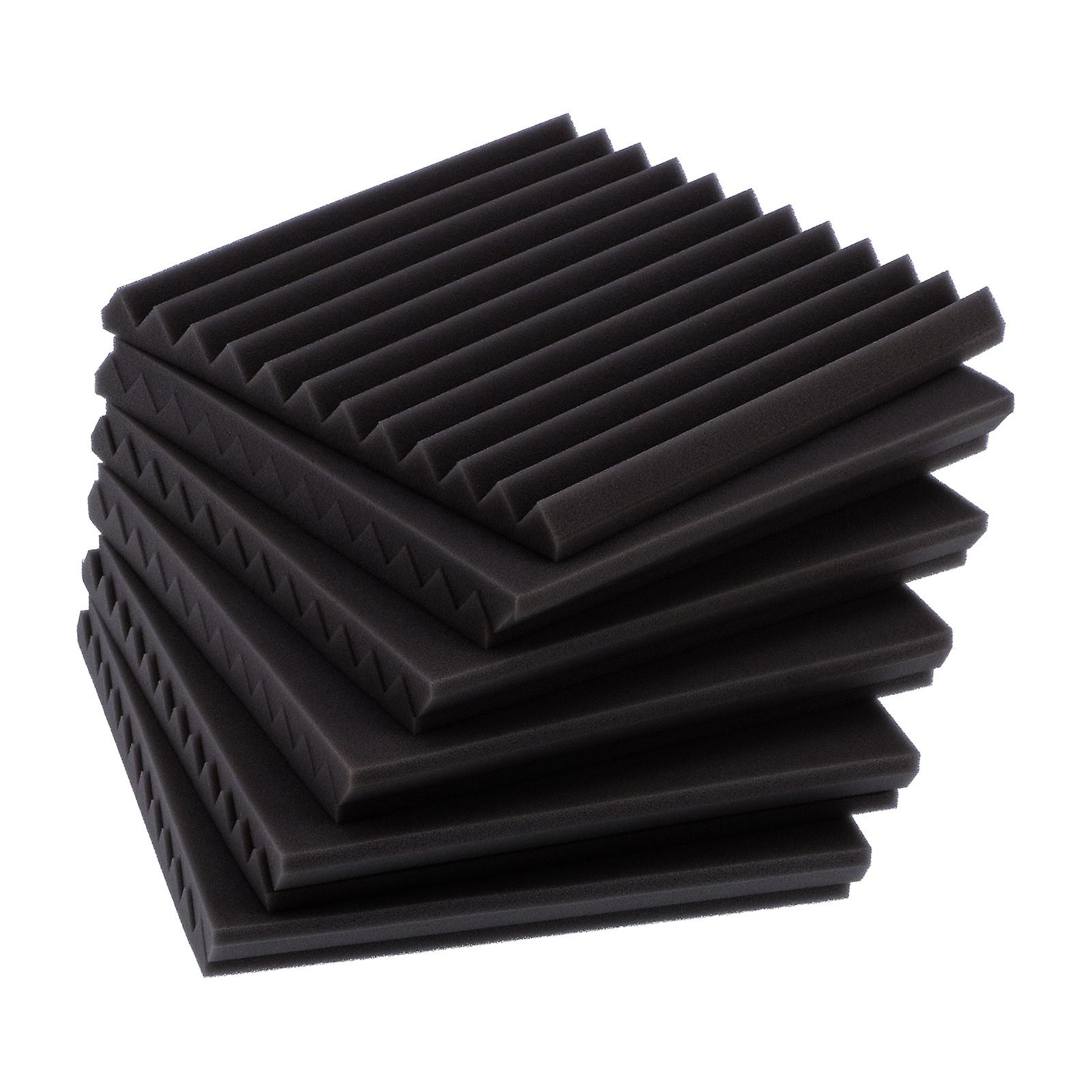 12Pcs Acoustic Foam Panels Fireproof Sound Absorbing for KTV Recording Studio 30x30x2.5cmBlack