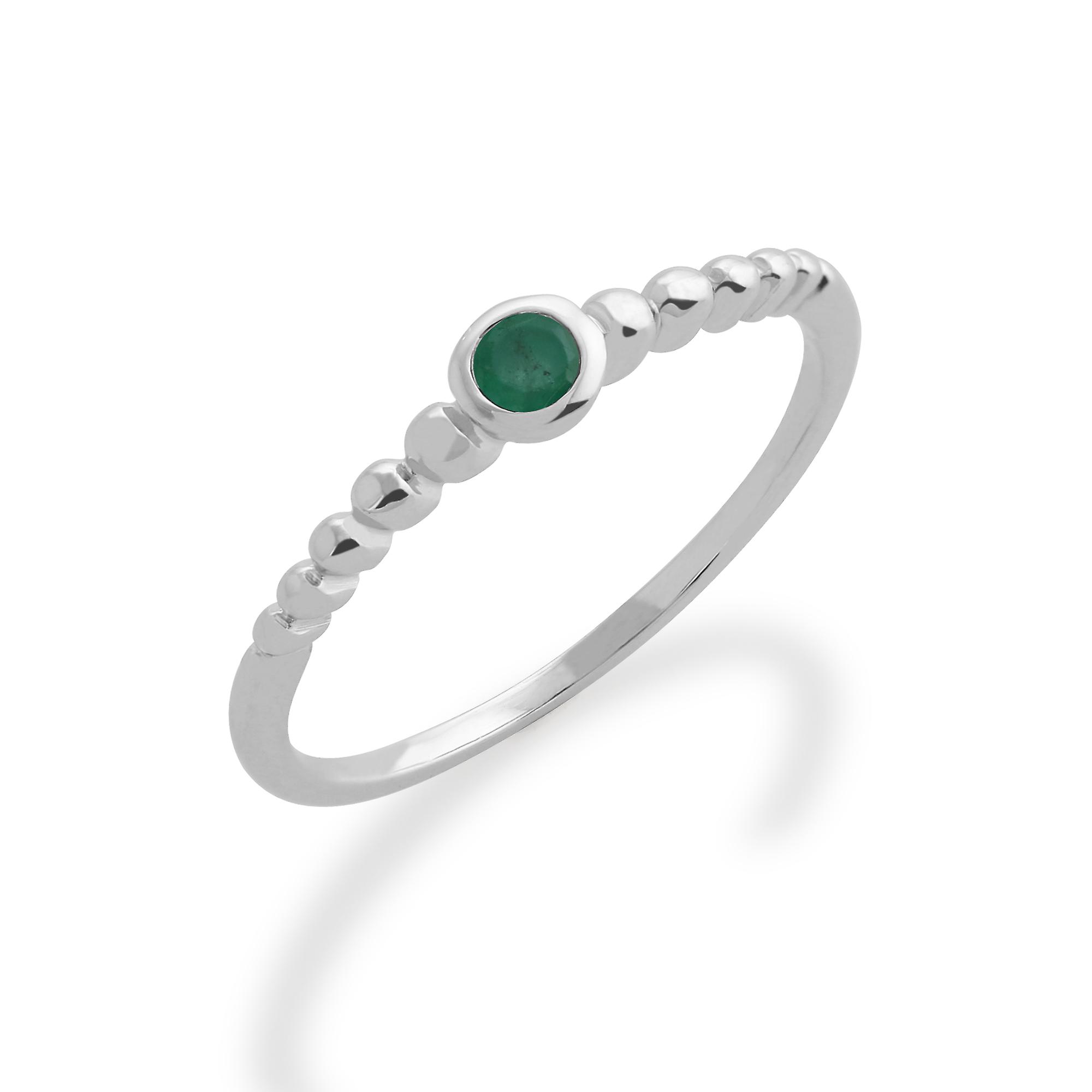 Essential Round Emerald Bezel Set Stack Ring in 925 Sterling Silver 271R019101925