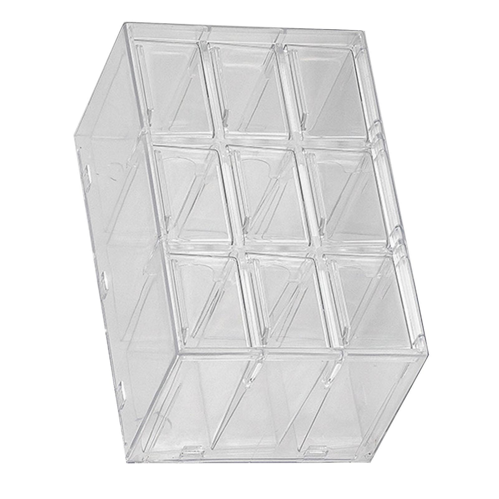 9 Grids Desktop Storage Box Drawer Space Saving Dustproof Desktop Divided Drawer Transparent 