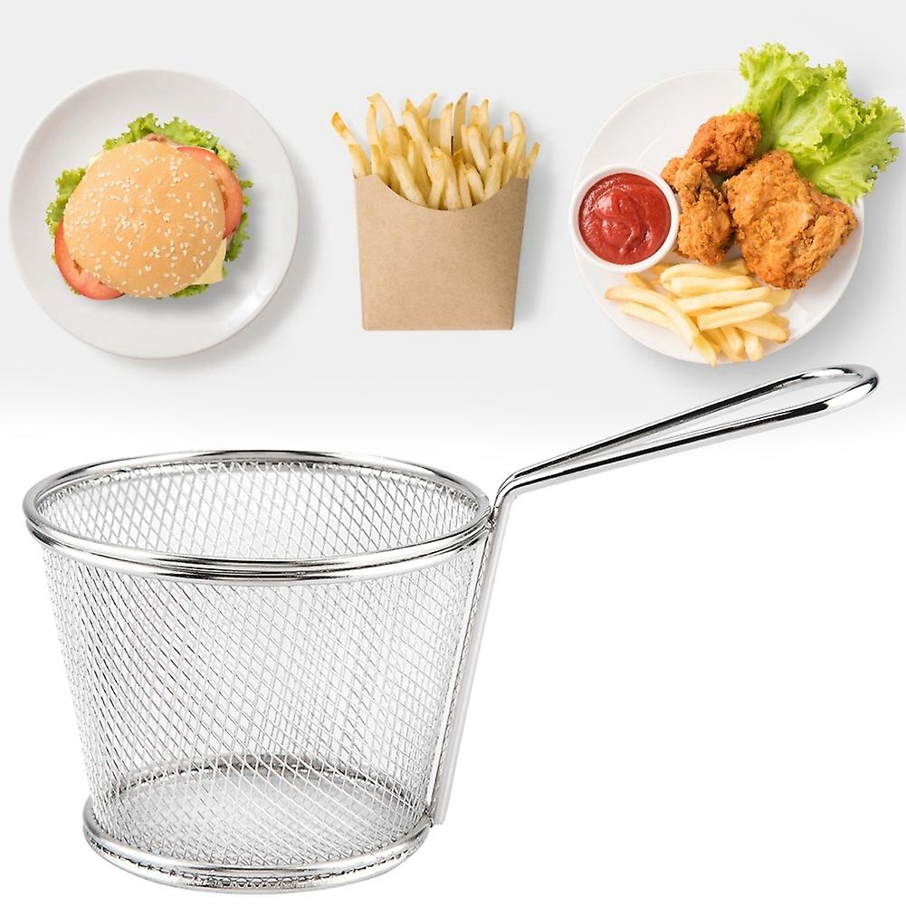 Round Wire Fry Basket,Mini Stainless Steel Chips Deep Fry Baskets Food Presentation Strainer Potato Cooking Tool