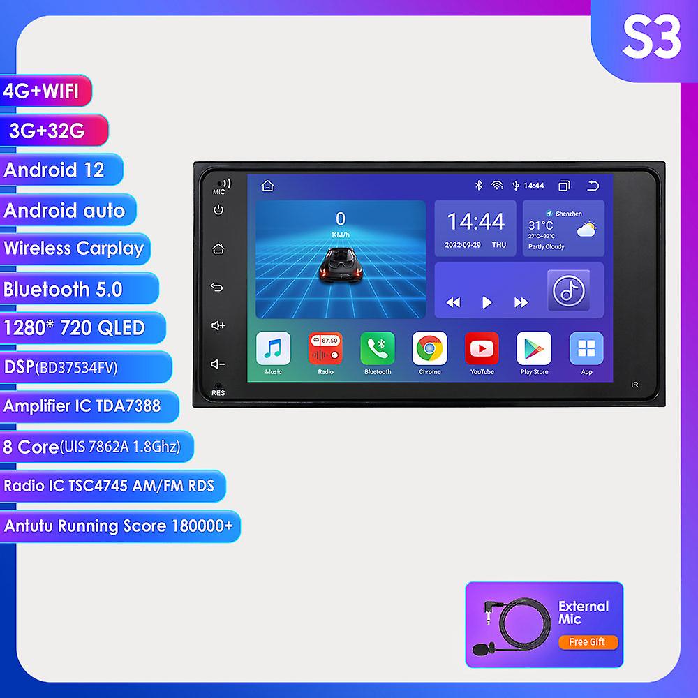 2 Din Android Universal Car Multimedia Player For Toyota Camry Corolla Rav4 Prado Tundra 4runner Land Cruiser 100 7"head Unit