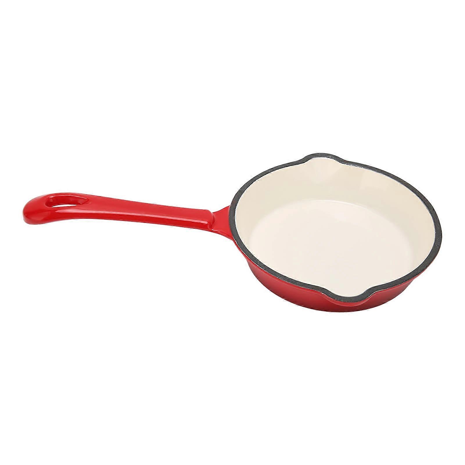 Deep Frying Pan Cast Iron Enamel Double Layers Nonstick Surface Long Handle Durable Sturdy Saute Pan for Home Restaurant