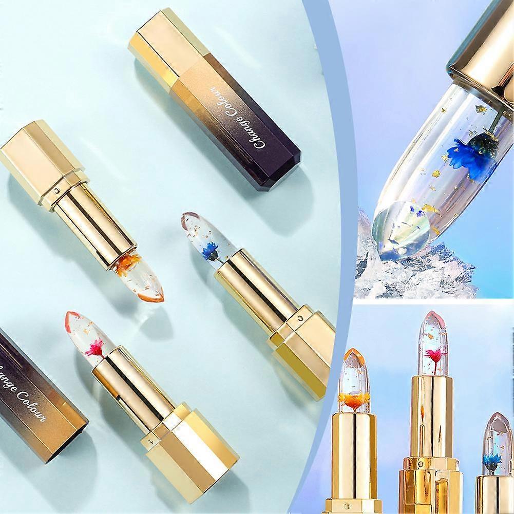 01#Blue Elf (A)$Flower jelly color-changing lipstick does not stick to the cup jelly color-changing gold foil lip balm lasting moisturizing