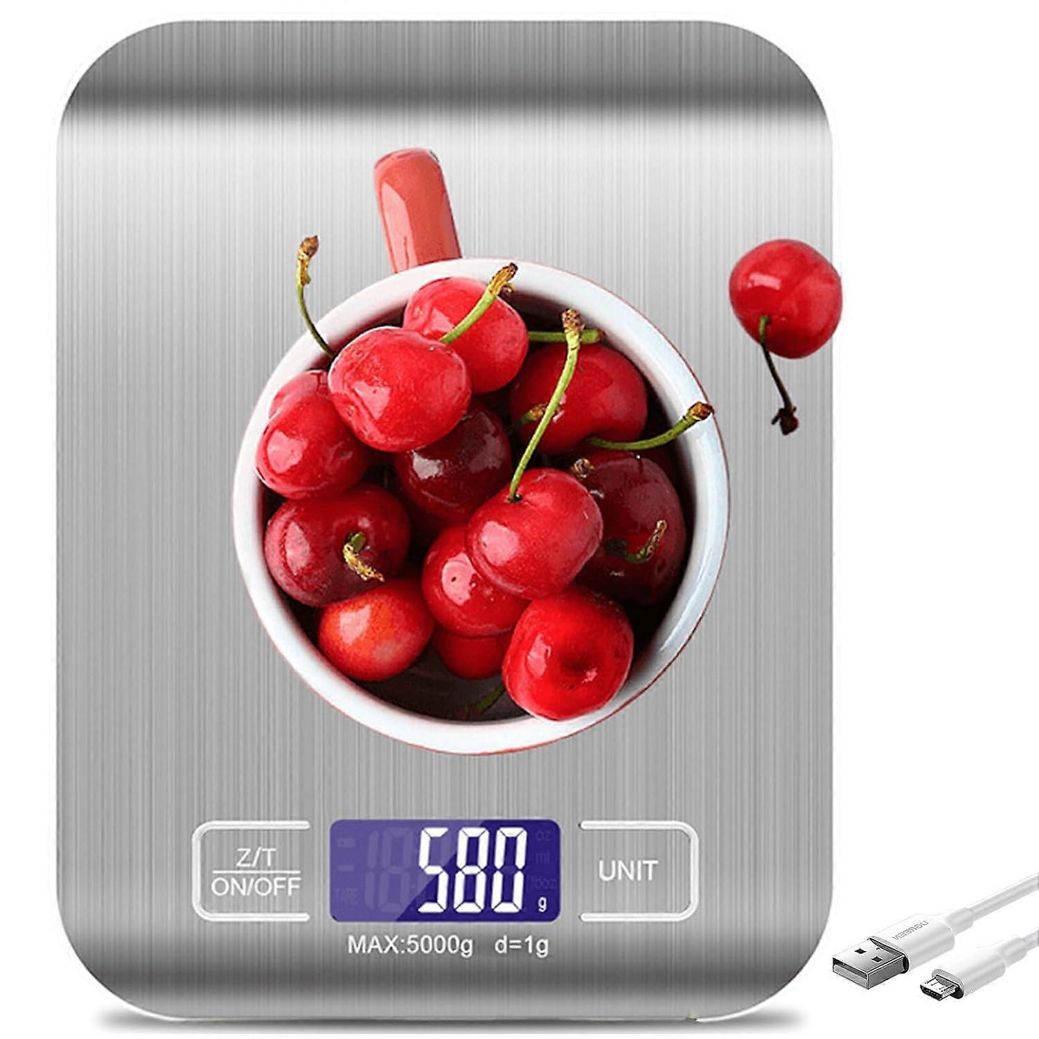 Digital Kitchen Scale: 10kg/1g, USB Rechargeable, Digital Kitchen Scale with LCD Display and Tare Function Professional Multifunction Kitchen Scale wi