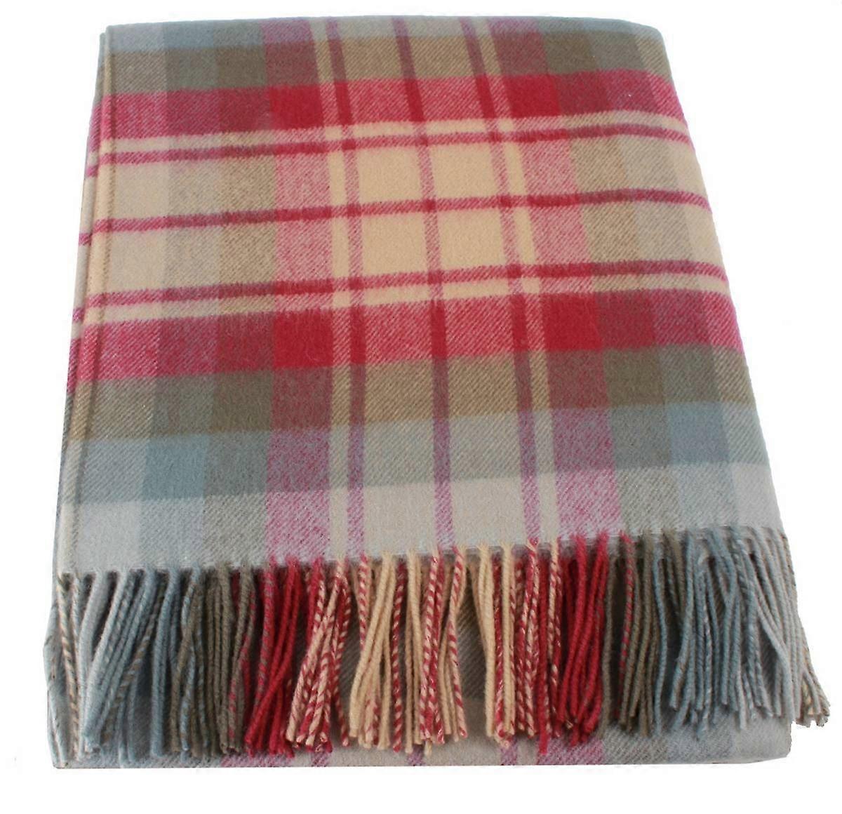 Locharron of Scotland Borders Auld Scotland Tartan Lambswool Blanket - Beige/Grey/Green