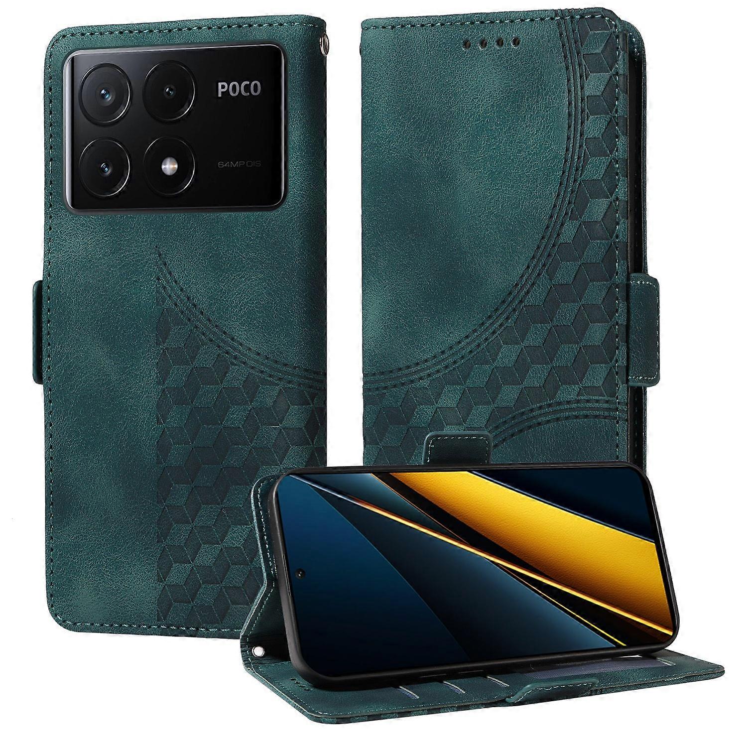Embossed Rhombus Leather Case For Xiaomi Poco X6 Pro