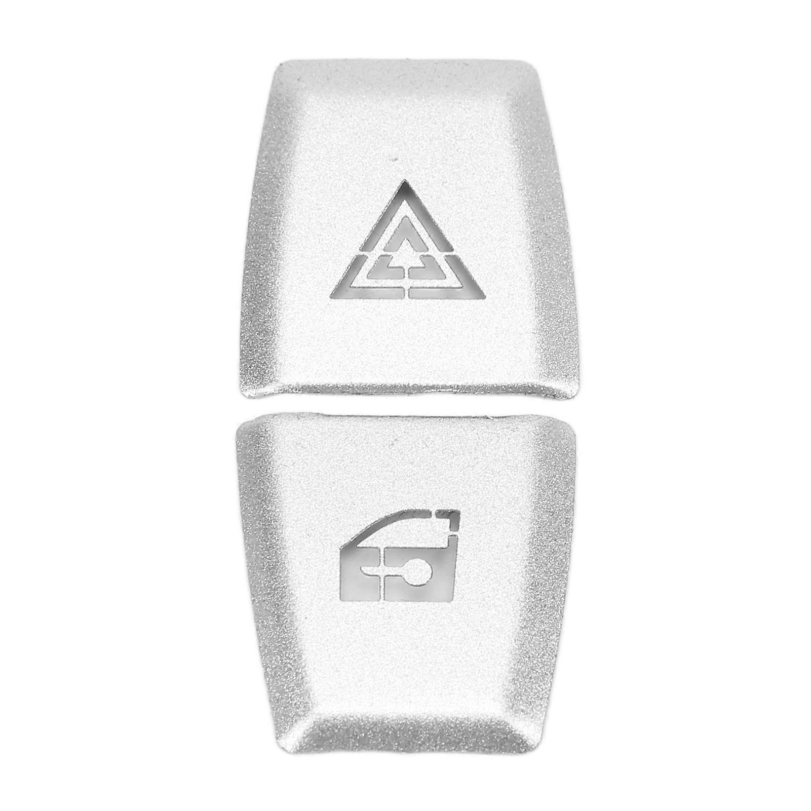 2 Pcs Double Flash Switch Button Sticker Decorate Patch Silver Aluminium Alloy Car Adaptations Replacement for X3 E83 2006?2010