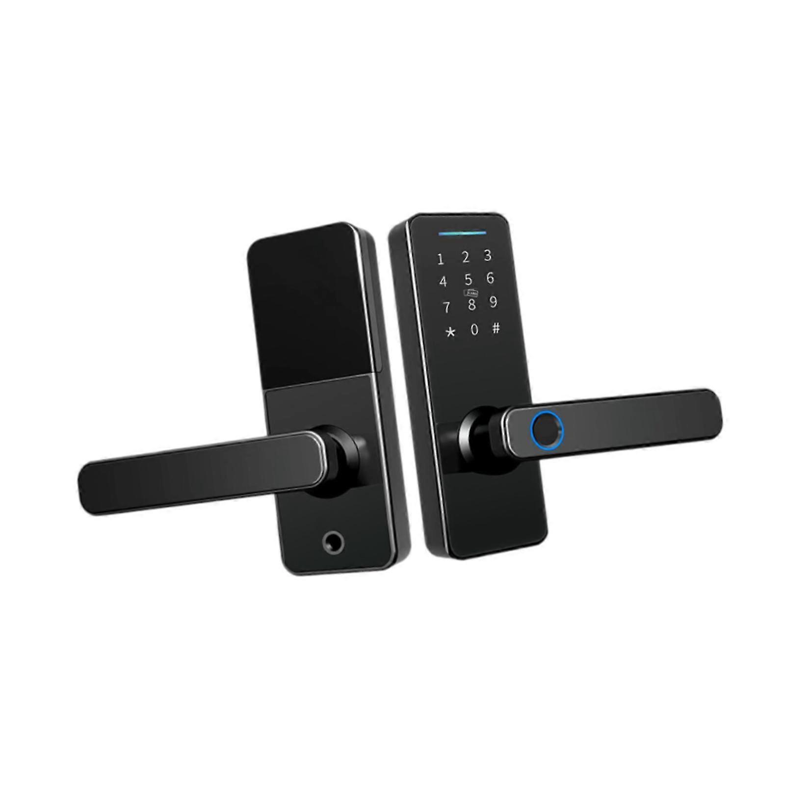 Fingerprint Smart Lock with Password Multiple Unlock Methods Smart Door Knob Black