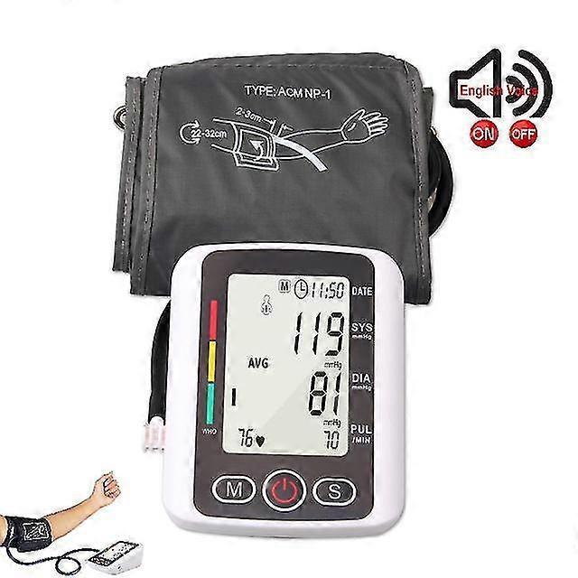 Automatic Digital Upper Arm Blood Pressure Monitor Lcd & Cuff Medical Measuring Bp &  Pulse Rate Blood Pressure Monitors For Home