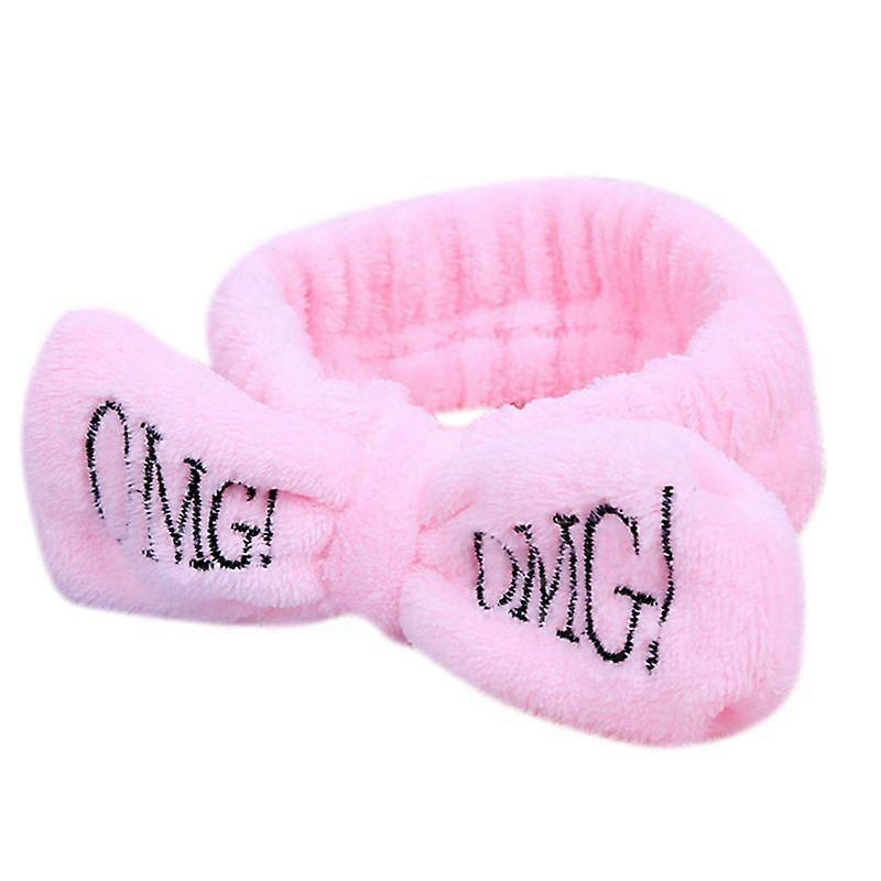 女性ガールズスパワイドヘッドバンドかわいい蝶結びOMG文字刺繍ヘアバンド弾性メイクアップフランネルターバンキャンディーカラーヘッドラップ8色