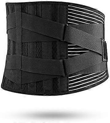 Back Brace for Lower Back Pain Relief with 4 Stays, Breathable Back Support with Knitted Fabric, Custom Fit with 2 Adjustable Straps, Anti-skid Waist