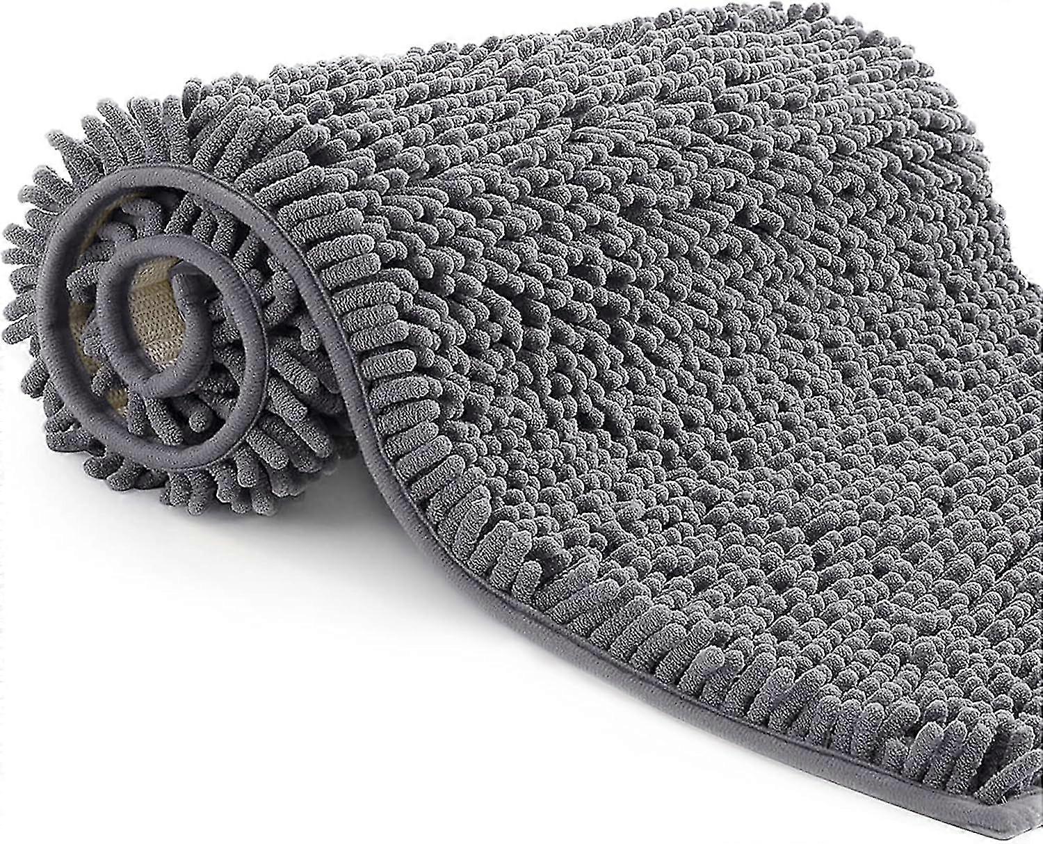 Mikrofaser-Badematte, Badezimmerteppich Länge 50 x 80 cm, WC-Teppich, weich, rutschfest, dunkelgrau