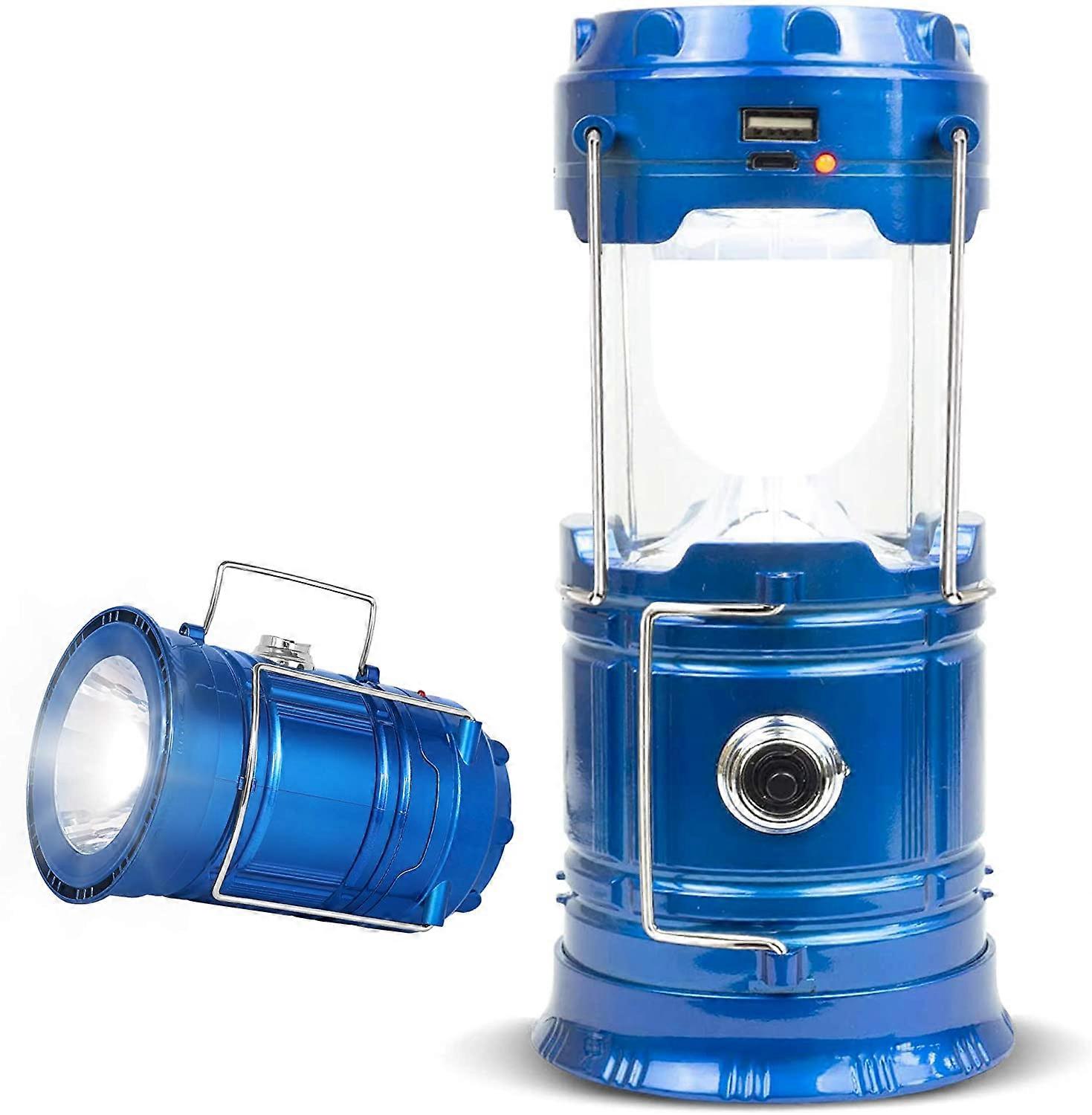 2024  LED Camping Lantern Rechargeable, 1 Pack Collapsible Solar Camping Lights with Flashlight